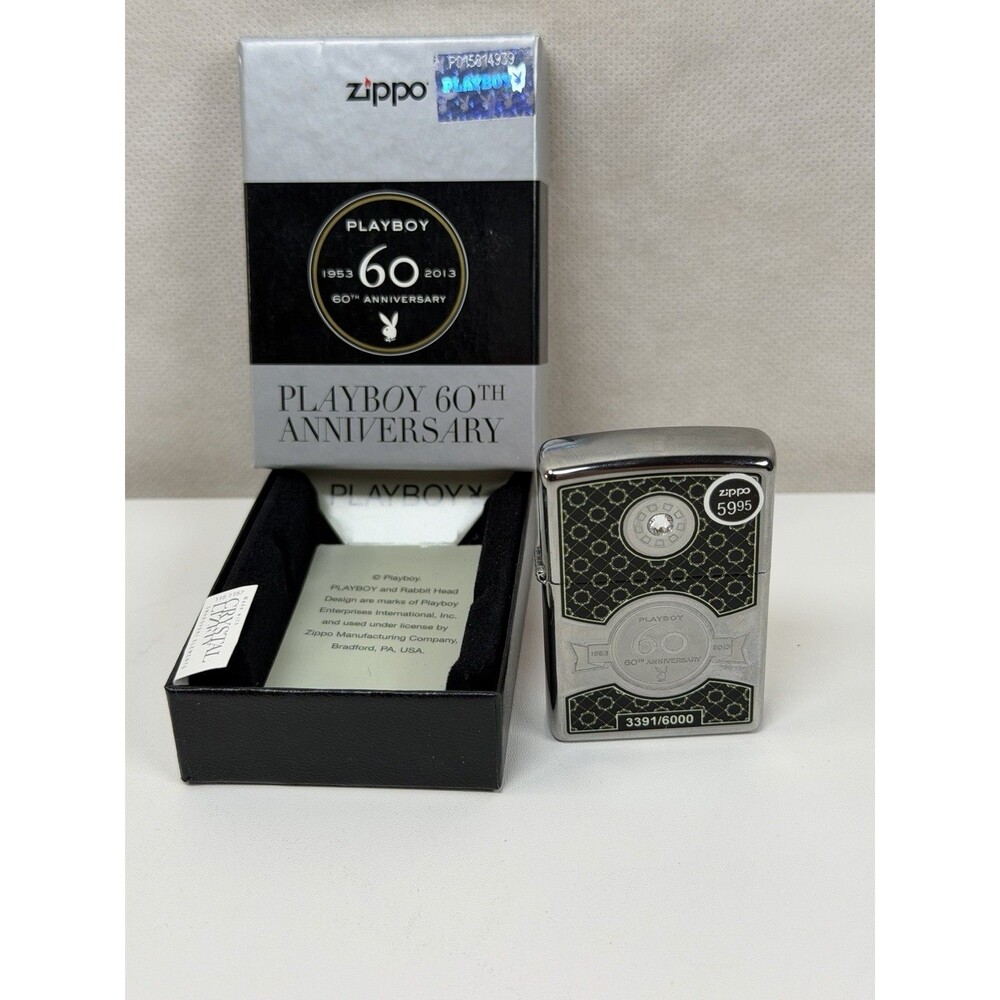 Zippo Playboy 60th Anniversary Lighter Limited Edition 3391/6000 Swarovski Mint